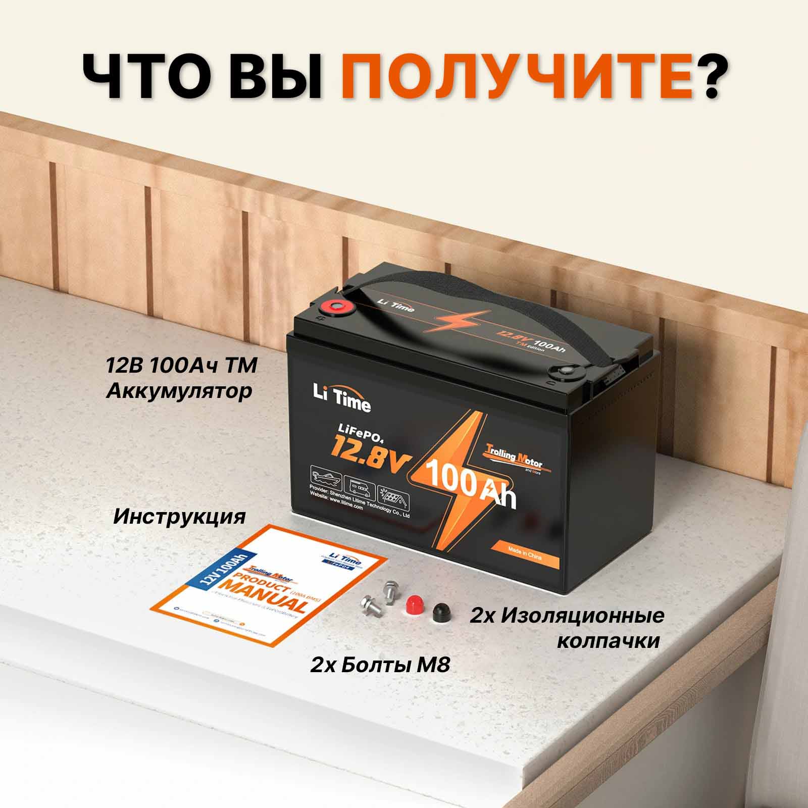 ⚡LiTime 12В 100Ач TM (Литиевый аккумулятор LiFePO4 Trolling Motor❄️) — изображение 5