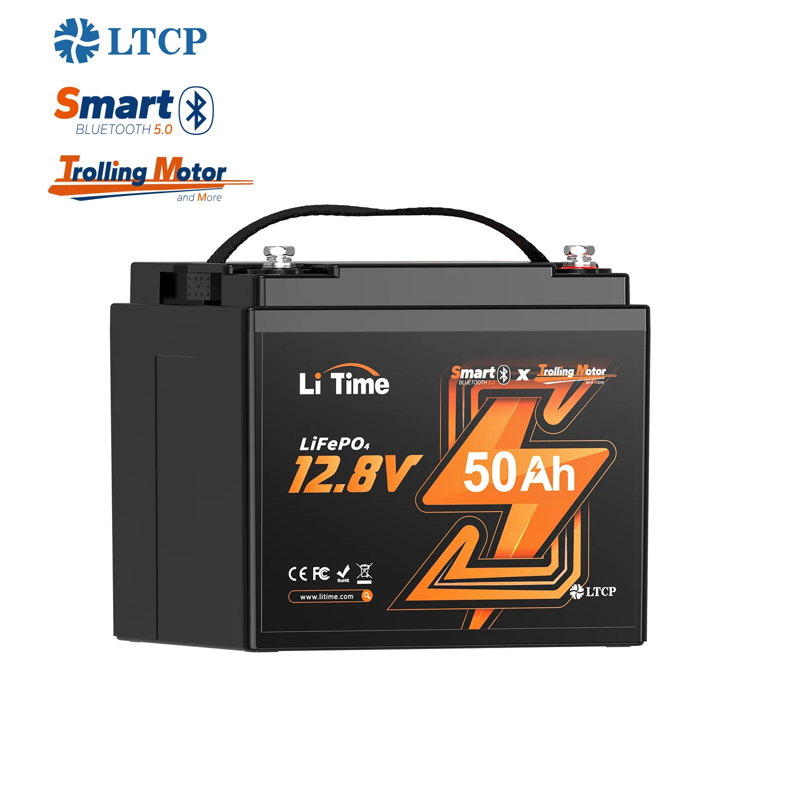 ⚡LiTime 12В 50Аг TM Bluetooth (Літієвий акумулятор LiFePO4 глибокого циклу із захистом від холоду для електричних човнових моторів)