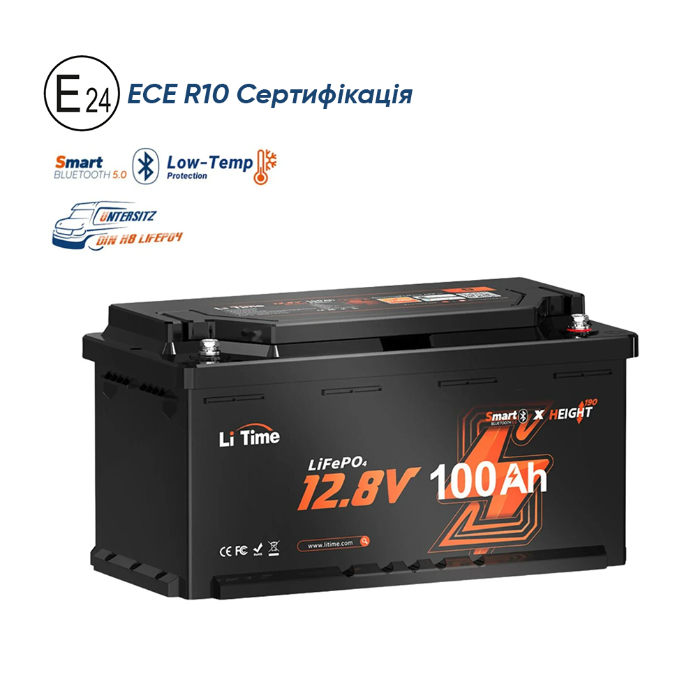 ⚡LiTime 12В 100Аг H190 Deep Cycle (Літієвий акумулятор з Bluetooth)